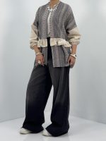 مانتو لینن تابستانه کرم مشکی