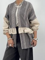 مانتو لینن تابستانه کرم مشکی