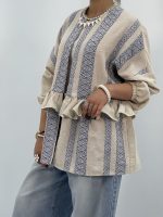 مانتو لینن تابستانه کرم آبی