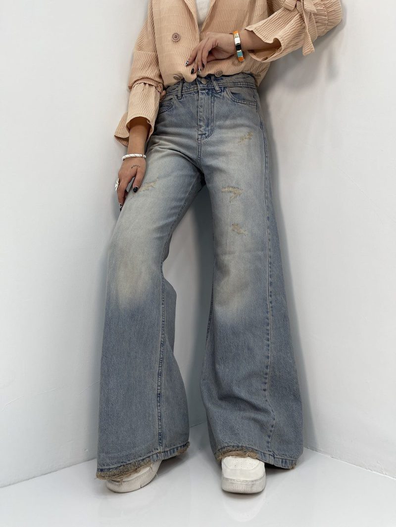 شلوار جین زنانه شافل کثیف شور