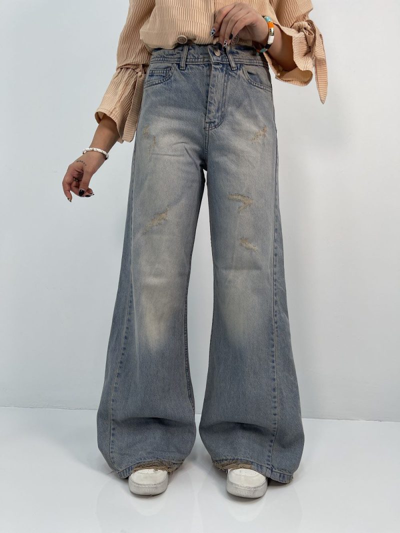 شلوار جین زنانه شافل کثیف شور