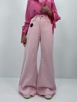 شلوار جین زنانه شافل بگ کتان صورتی
