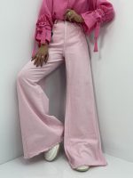 شلوار جین زنانه شافل بگ کتان صورتی