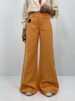 شلوار جین زنانه شافل بگ کتان نارنجی