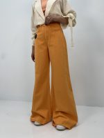 شلوار جین زنانه شافل بگ کتان نارنجی