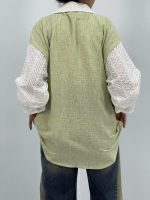 مانتو شومیزی لینن سبز روشن