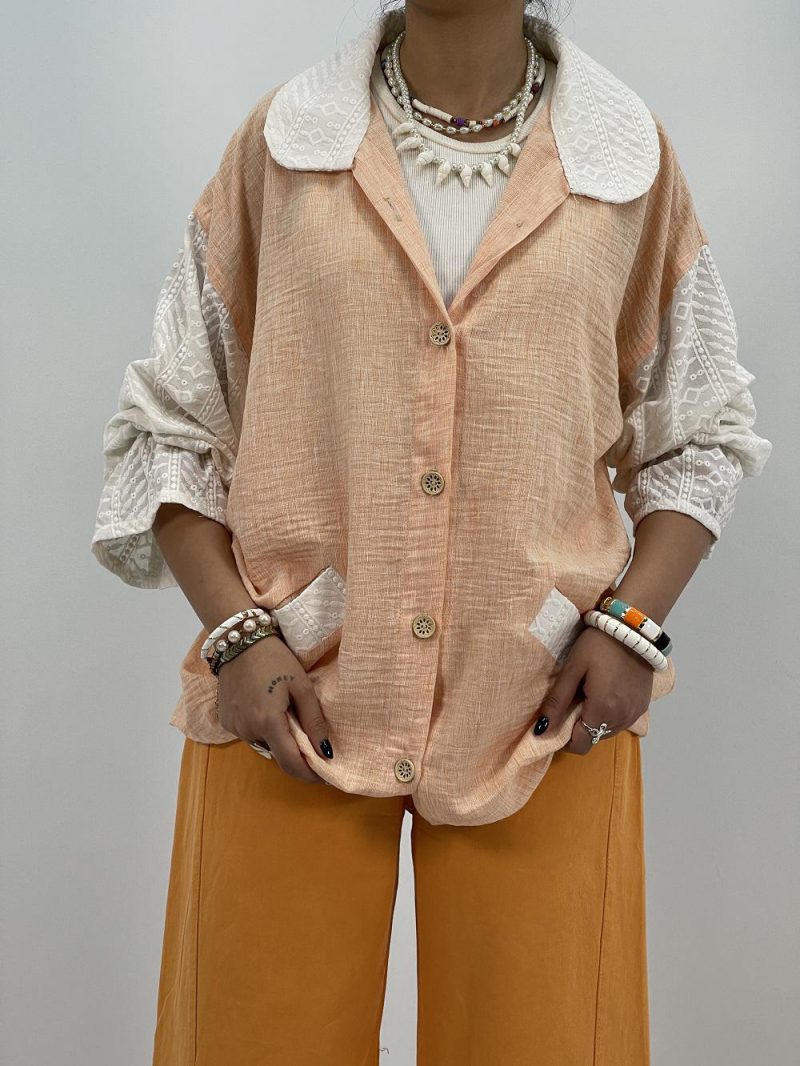 مانتو شومیزی لینن نارنجی