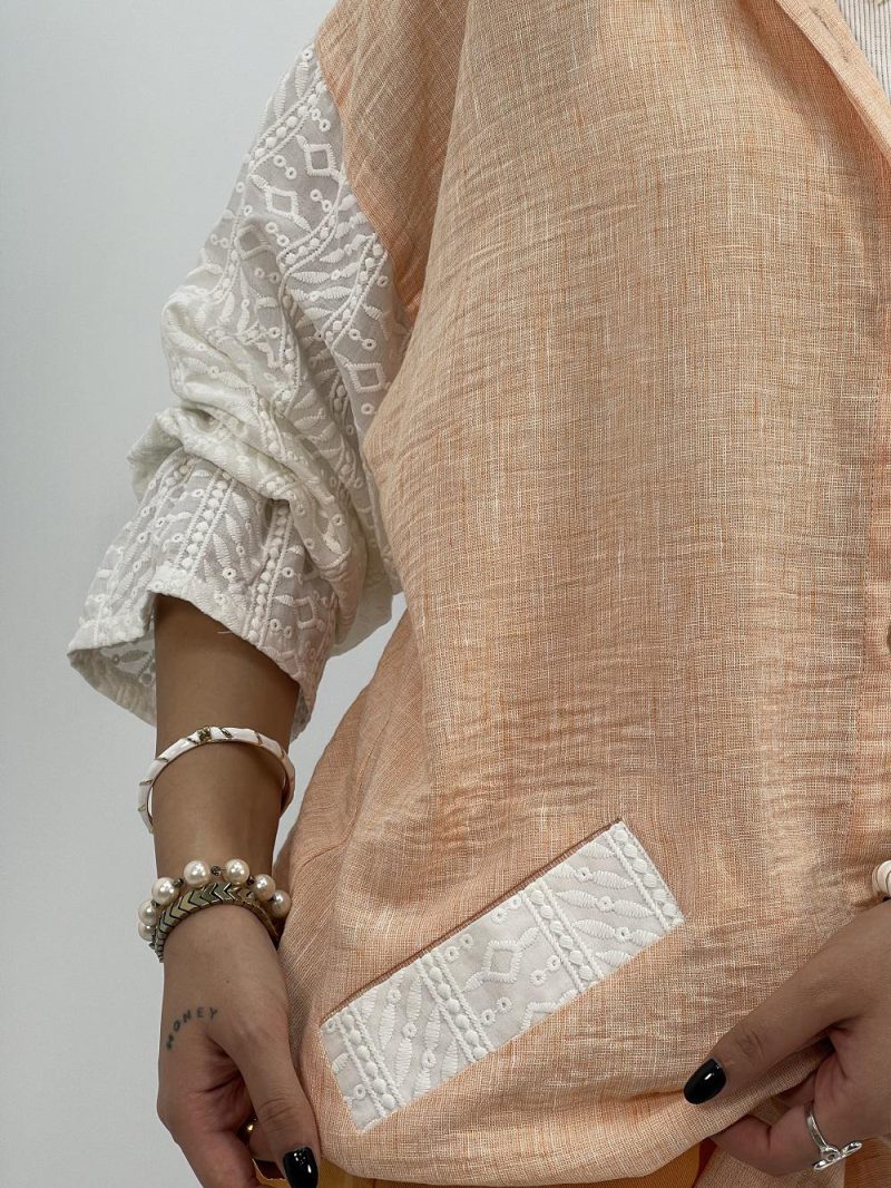 مانتو شومیزی لینن نارنجی