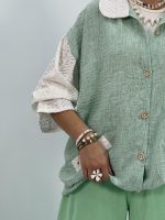 مانتو شومیزی لینن سبز