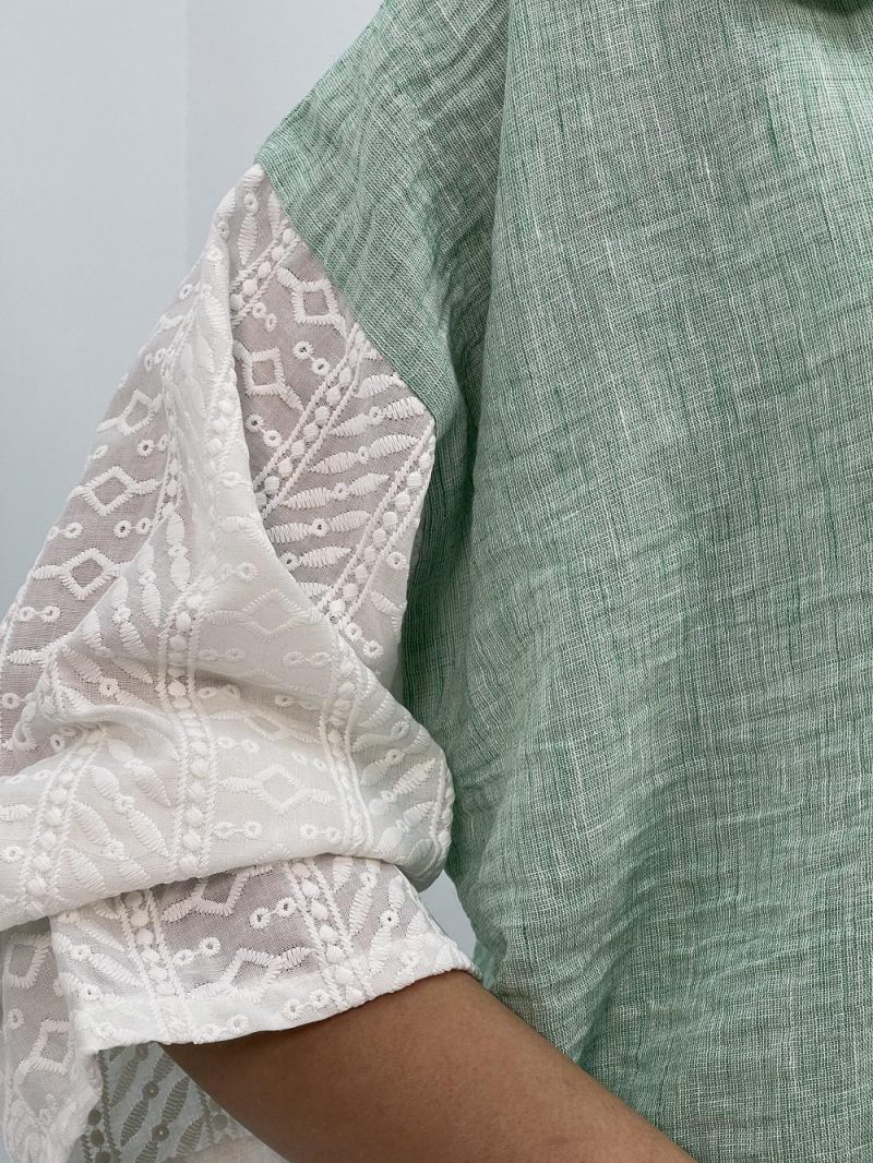 مانتو شومیزی لینن سبز