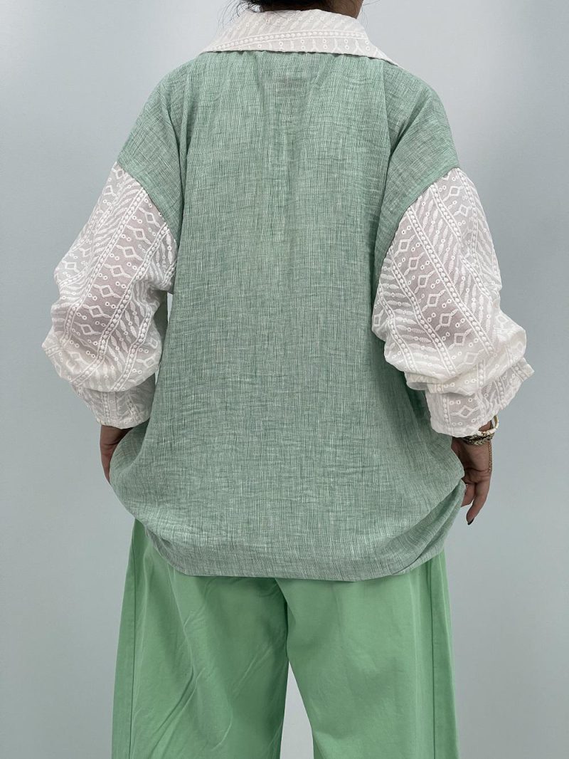 مانتو شومیزی لینن سبز