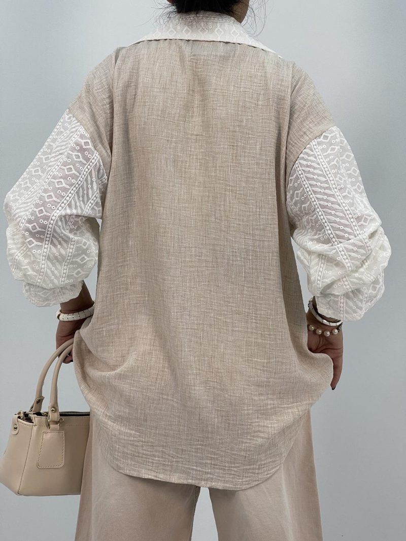 مانتو شومیزی لینن کرم