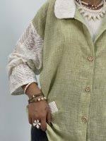 مانتو شومیزی لینن سبز روشن