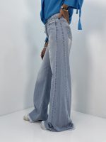 شلوار جین زنانه شافل آبی یخی