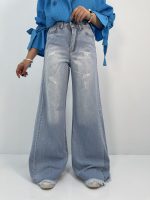 شلوار جین زنانه شافل آبی یخی