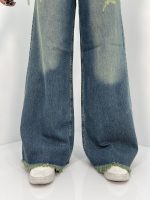 شلوار جین زنانه فول بگ تینت سبز
