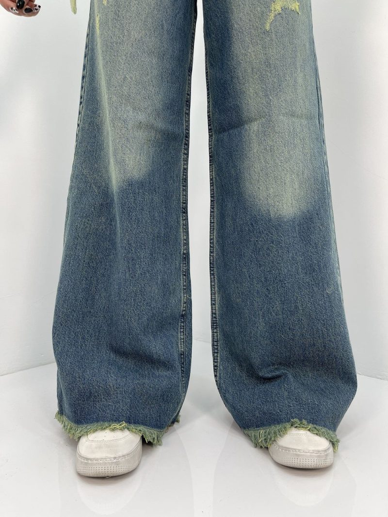 شلوار جین زنانه فول بگ تینت سبز