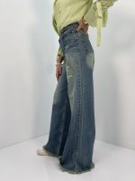 شلوار جین زنانه فول بگ تینت سبز