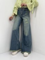 شلوار جین زنانه فول بگ تینت سبز