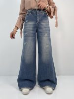 شلوار جین زنانه فول بگ آبی
