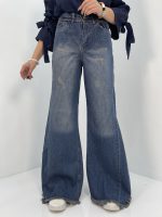 شلوار جین زنانه شافل آبی نفتی