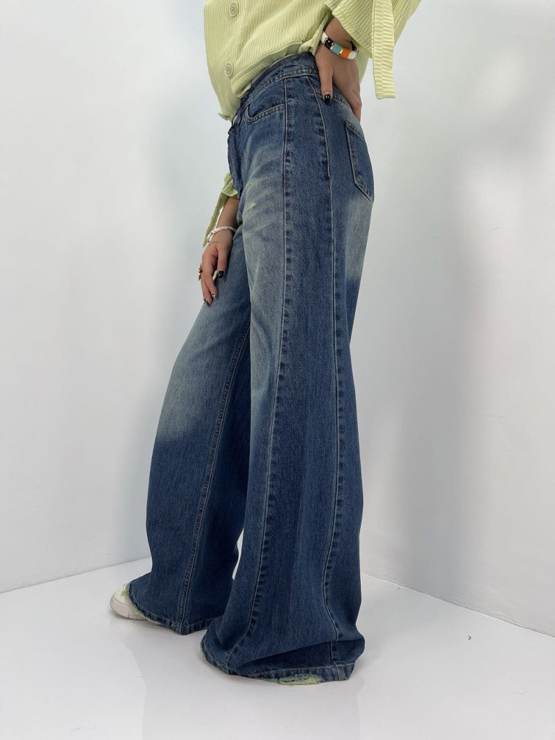 شلوار جین زنانه شافل آبی