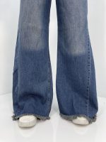 شلوار جین زنانه شافل آبی نفتی
