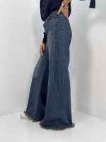 شلوار جین زنانه شافل آبی نفتی