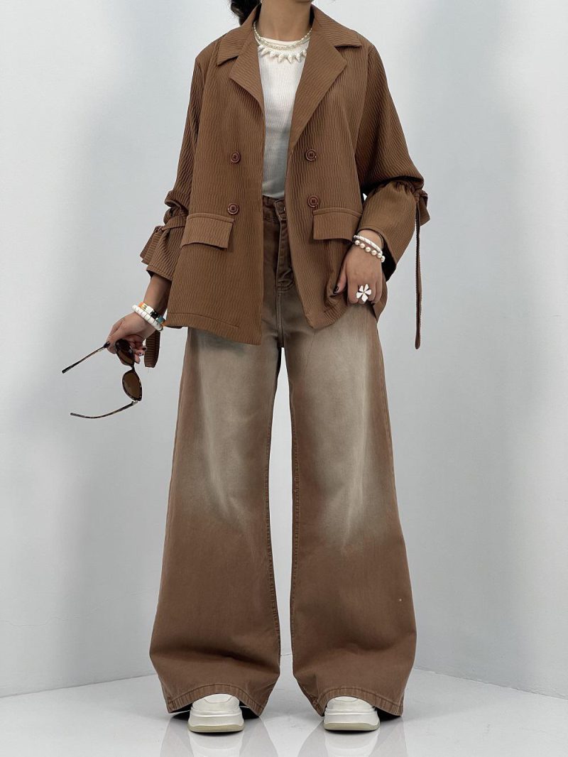 مانتو تابستانه کتی قهوه ای تیره