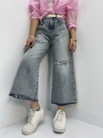 Women's blue wide leg jeans