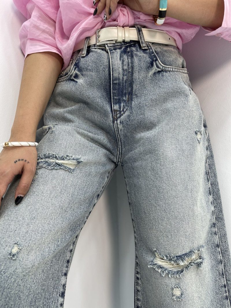Women's blue wide leg jeans