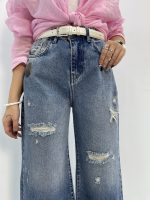 Women's blue wide leg jeans