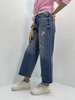 Women's blue wide leg jeans