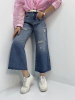 Women's blue wide leg jeans