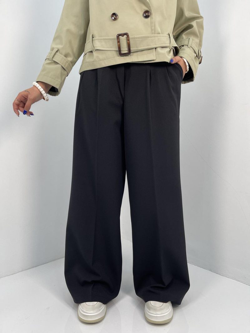 شلوار پارچه مازراتی فول بگ زنانه مشکی