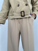 شلوار پارچه مازراتی فول بگ زنانه کرم روشن