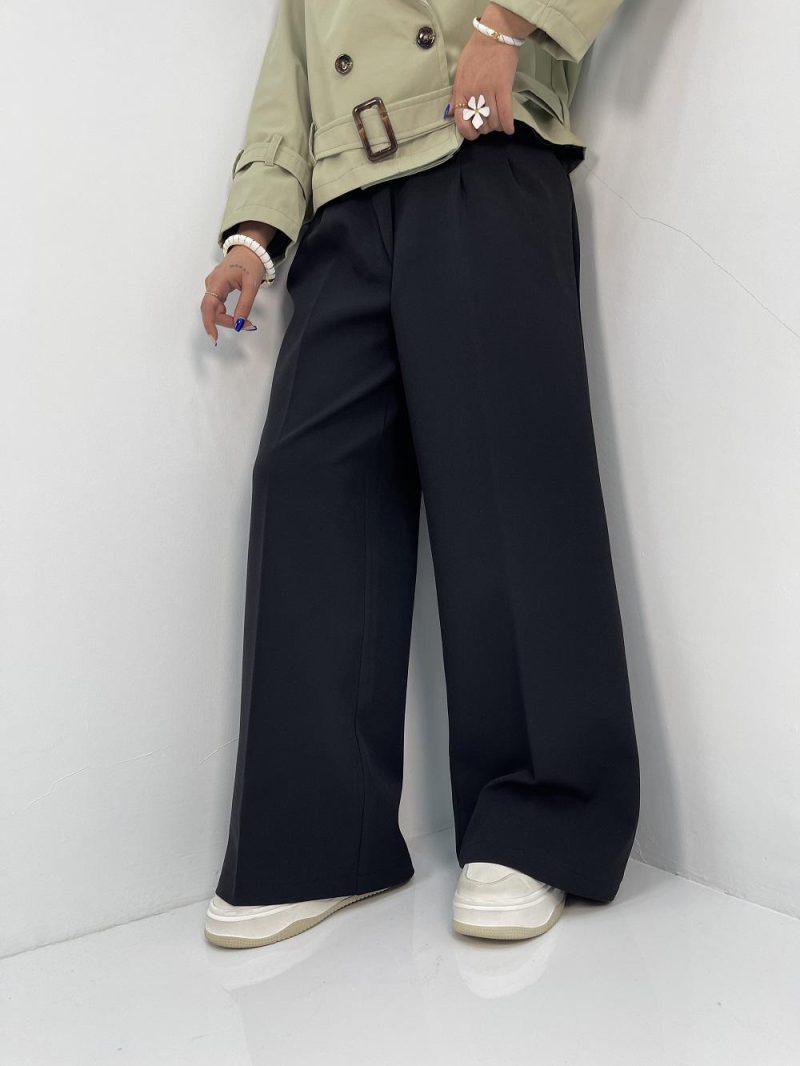 شلوار پارچه مازراتی فول بگ زنانه مشکی