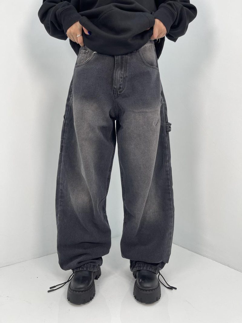 شلوار جین زنانه بالونی مکس کارپنتری زغالی