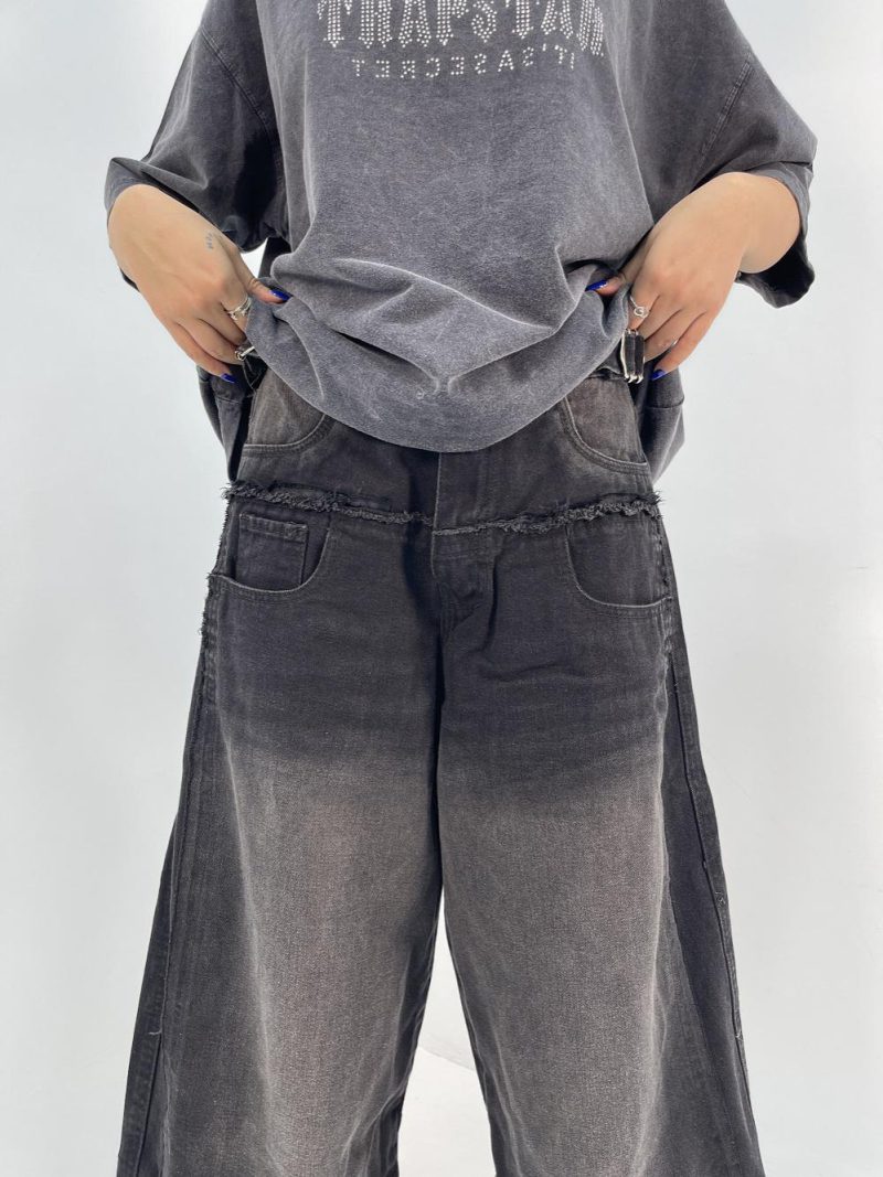 شلوار جین زنانه فول بگ کارپنتر زغالی