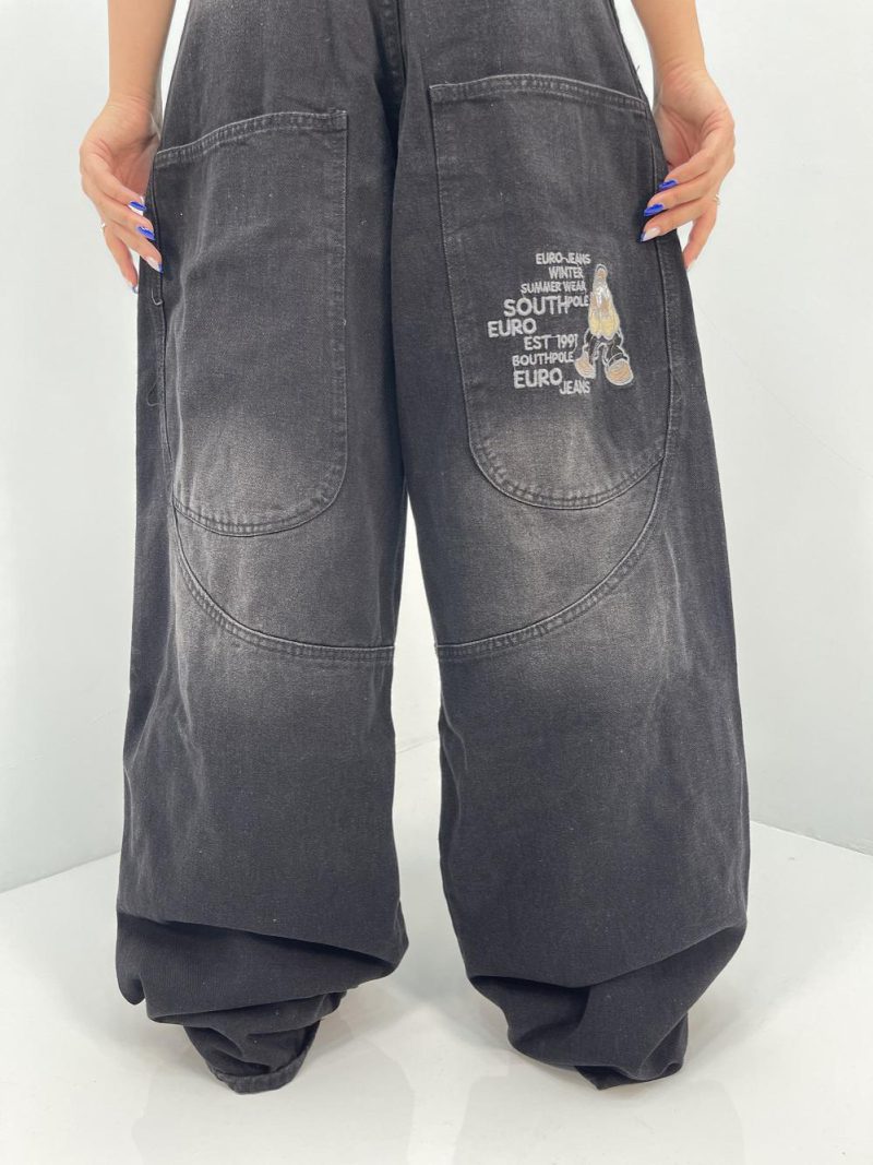 شلوار جین زنانه فول بگ کارپنتر زغالی