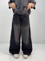 شلوار جین زنانه فول بگ کارپنتر زغالی