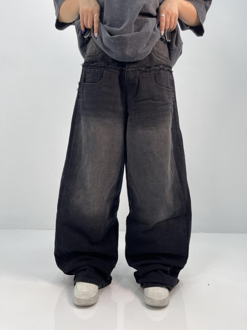 شلوار جین زنانه فول بگ کارپنتر زغالی