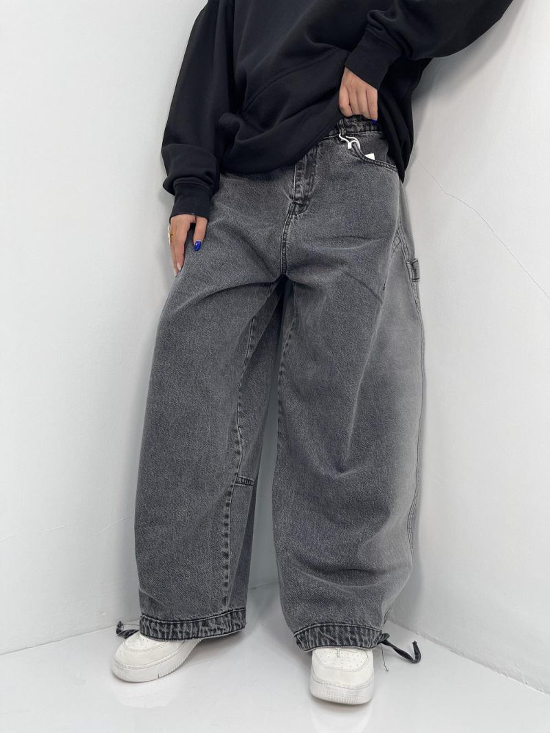 شلوار جین زنانه بالونی کارپنتری زغالی سنگشور