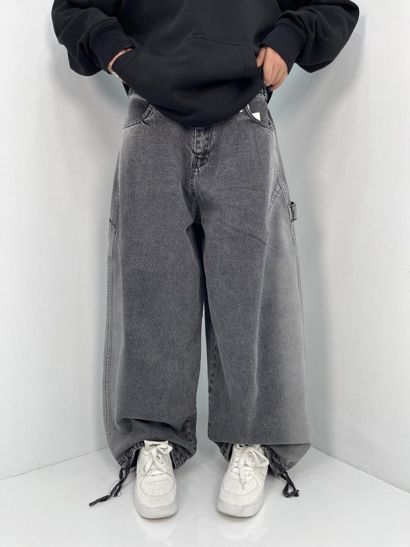 شلوار جین زنانه بالونی کارپنتری زغالی سنگشور