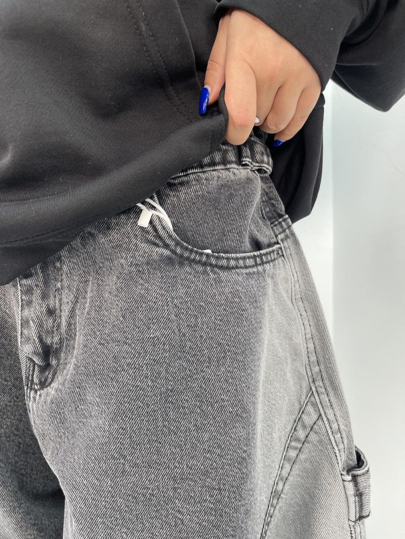 شلوار جین زنانه بالونی کارپنتری زغالی سنگشور