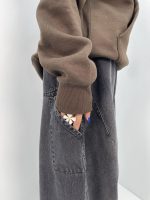 شلوار جین زنانه بالونی کارپنتری زغالی