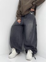 شلوار جین زنانه بالونی کارپنتری زغالی