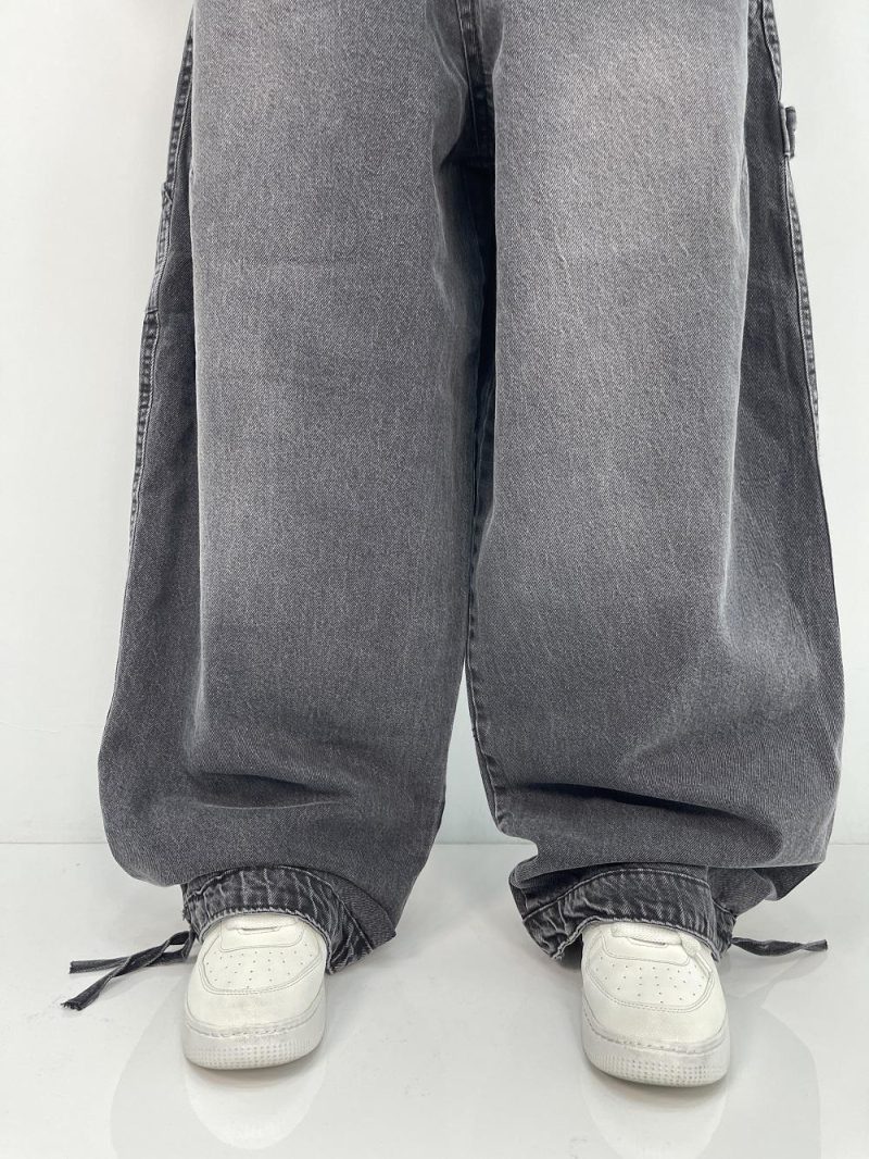 شلوار جین زنانه بالونی کارپنتری زغالی