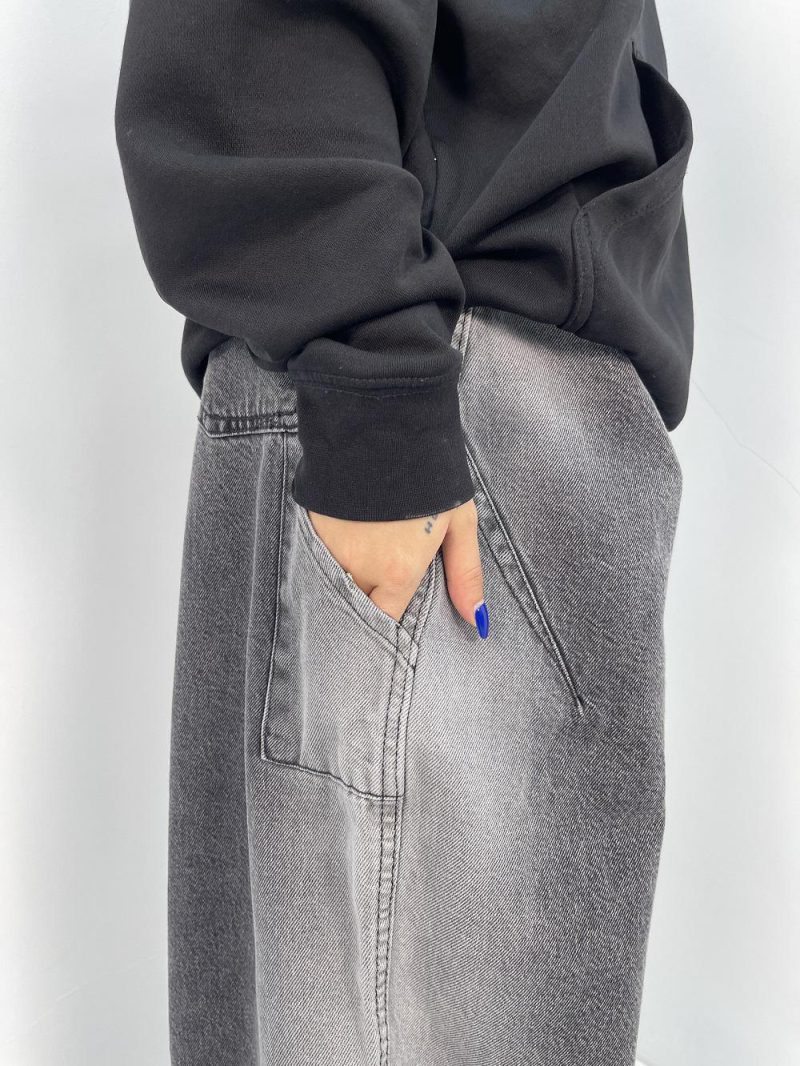 شلوار جین زنانه بالونی کارپنتری زغالی سنگشور