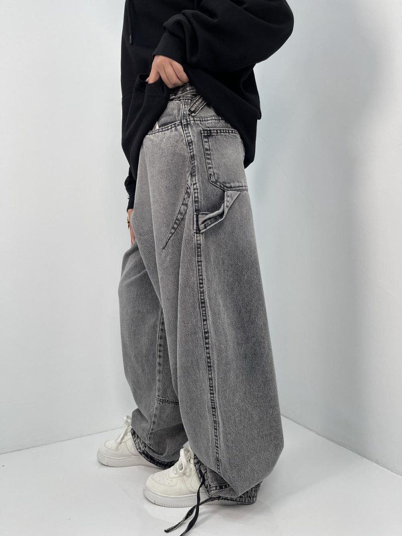 شلوار جین زنانه بالونی کارپنتری طوسی